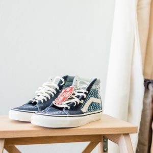 VANS Sk8 PATCHWORK DENIM HI TOP SNEAKERS